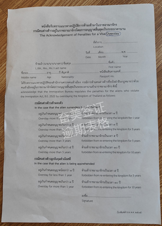 泰国签证逾期业务